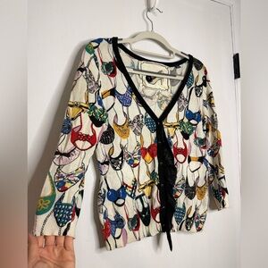 Anthropology shoe printed cardigan